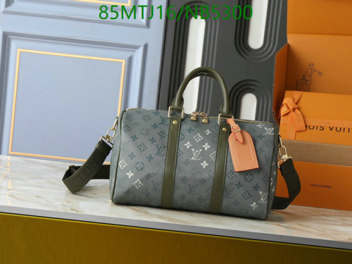 Louis Vuitton Coated Canvas Duffle Bag with Leather Trim, 34*21*16CM