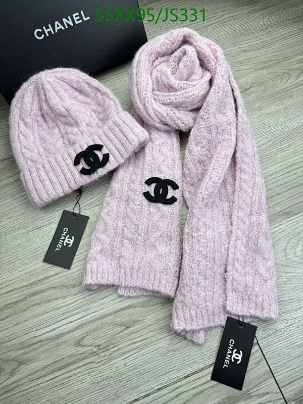 Chanel Knitted Hat and Scarf Set, Pink Wool Blend, Warm Winter Accessories
