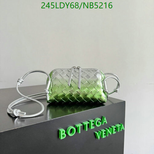 Bottega Veneta Green & Silver Leather Mini Jodie Crossbody Bag - 18.5cm