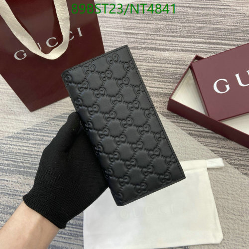 Gucci Long Wallet for Men, Black Leather with Embossed GG Pattern, 19 x 10 cm
