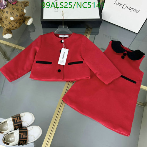 Chanel Kids Red Dress and Jacket Set - Elegant Children's Fashion Apparel