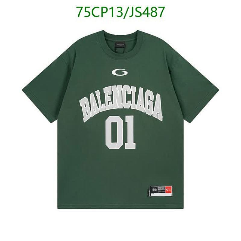 Balenciaga Men's Green Cotton Jersey T-Shirt with '01' Graphic Print