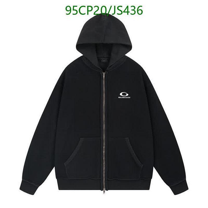 Balenciagaa Full Zip-Up Cotton Hoodie, Black, XS-L, Casual Style