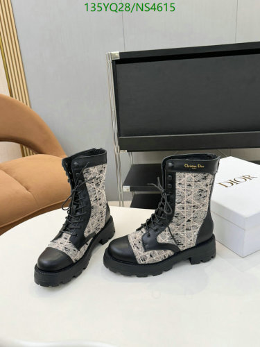 Christian Dior Black Leather & Oblique Canvas Lace-Up Ankle Boots for Women