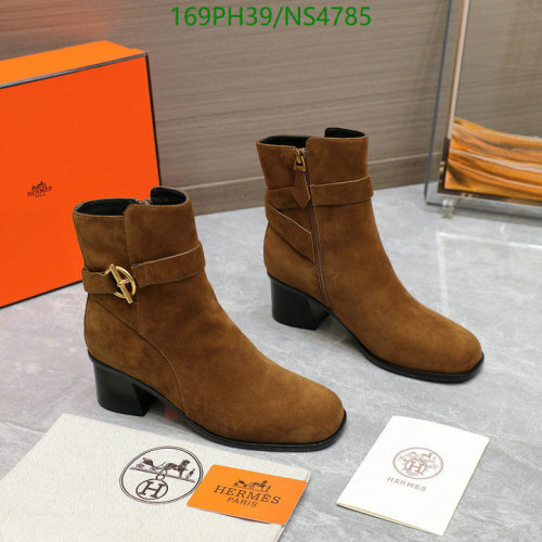 Hermès Women's Brown Leather Ankle Boots with 5CM Heel, EU35-42