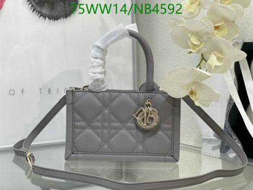 Dior Lady Dior Bag, Gray Quilted Lambskin, 21.5 cm