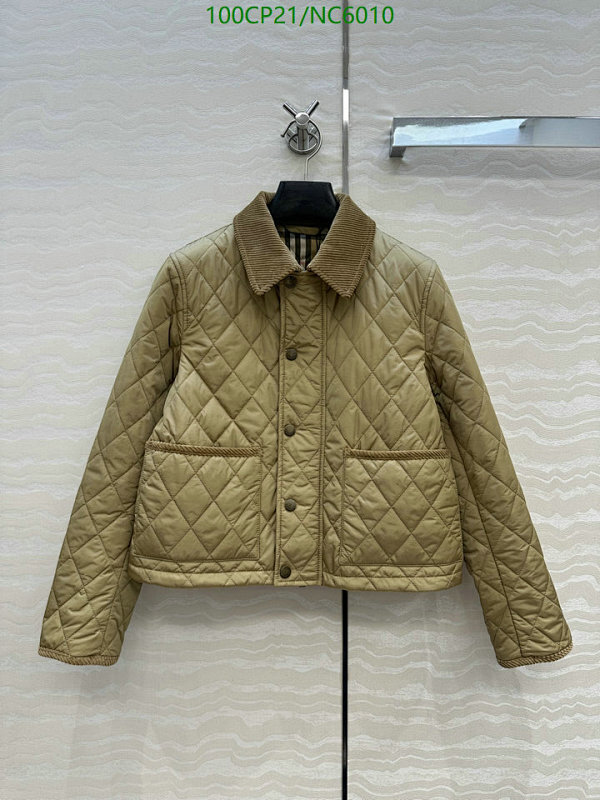 Burberry Women's Diamond Quilted Cotton Jacket with Corduroy Collar
