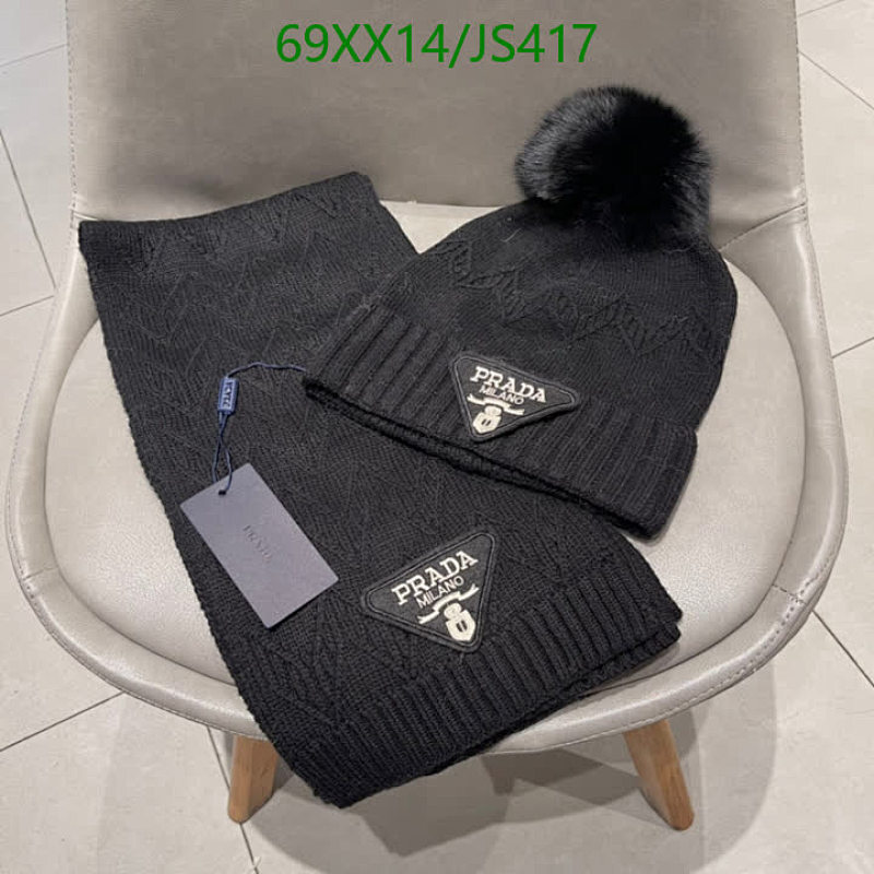 Prada Milano Cashmere Blend Hat and Scarf Set - Warm and Stylish Winter Set