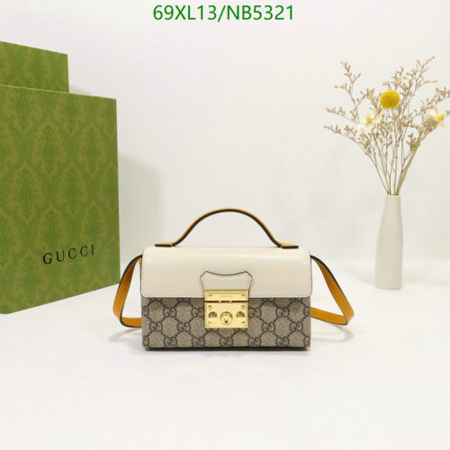 Gucci Padlock Mini Top Handle Bag GG Beige/White Leather, 18*10*5CM