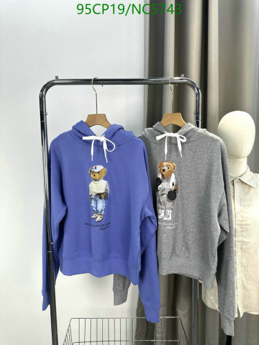 Ralph Lauren Bear Print Pullover Hoodie, Casual and Comfortable