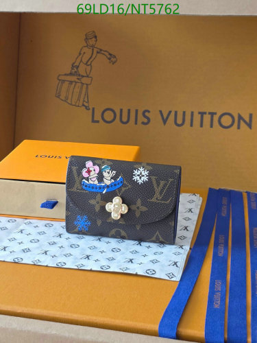 Louis Vuitton Brown Coated Canvas Compact Wallet with Cartoon Prints, 11 x 8 cm