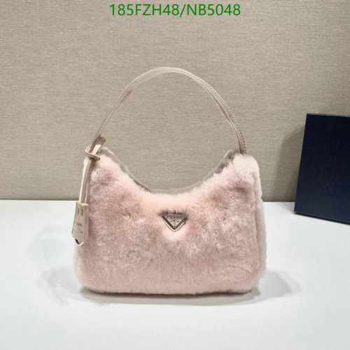 Prada Pink Shearling Mini Hobo Bag, 23-14-5CM, Model 515 - Mirror Quality