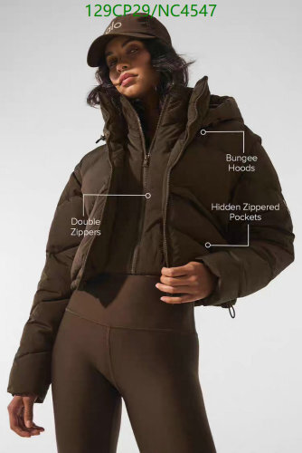 Alo Yoga Women's Down Cropped Puffer Jacket with Bungee Hoods, Double Zippers