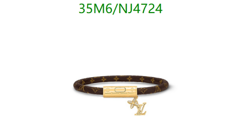 Louis Vuitton Monogram Bracelet with Golden LV Charm, Available in 17 & 19 cm