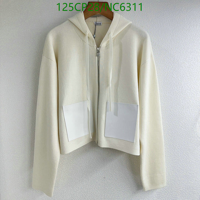 Loewe Women's Cream-Colored Zip-Up Hoodie With Square Pockets - SML