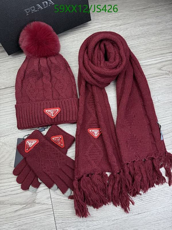 Prada Burgundy Knitted Hat, Scarf, and Gloves Set | Luxurious Winter Warmth