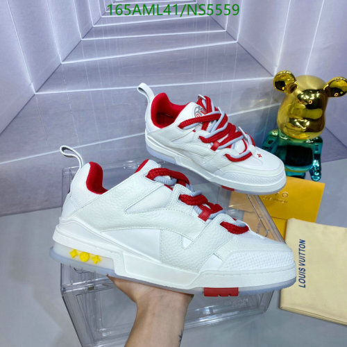 Louis Vuitton Unisex White Leather Sneakers with Red Accents - EU 35-46