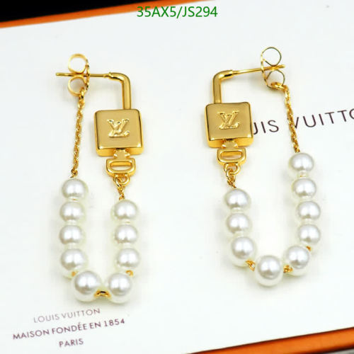 Louis Vuitton Lock and Key Pearl Drop Earrings in Gold-Tone Finish