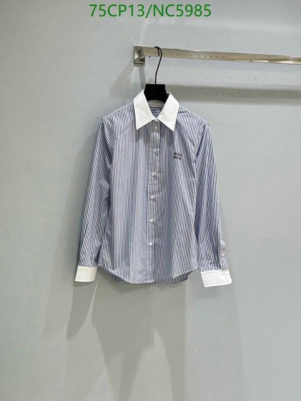 Miu Miu Striped Cotton Shirt with Contrast Collar, Women's Designer Apparel
