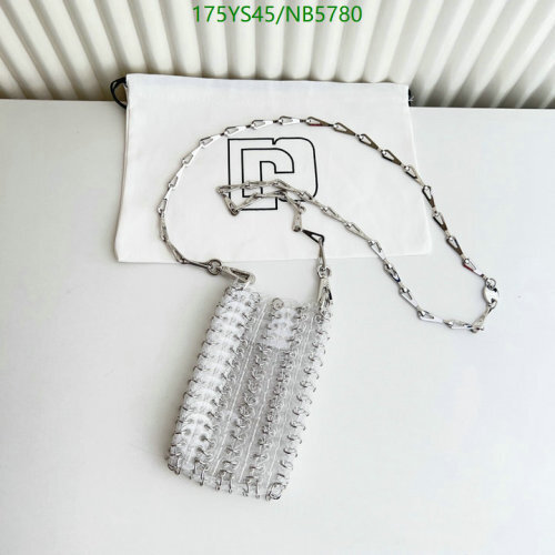 Paco Rabanne Silver Metal Sequin Mini Bag with Chain Strap - Model 54045