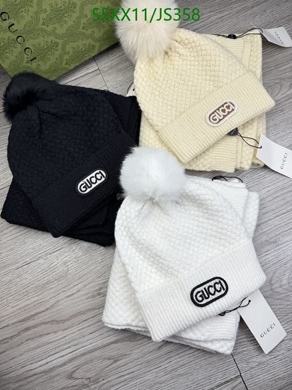 Gucci Knitted Hat and Scarf Set Winter Kit With Pom Pom - Gift Idea