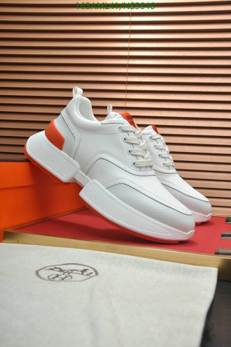 Hermès Men's White Leather Sneakers with Orange Accents - EU35-44