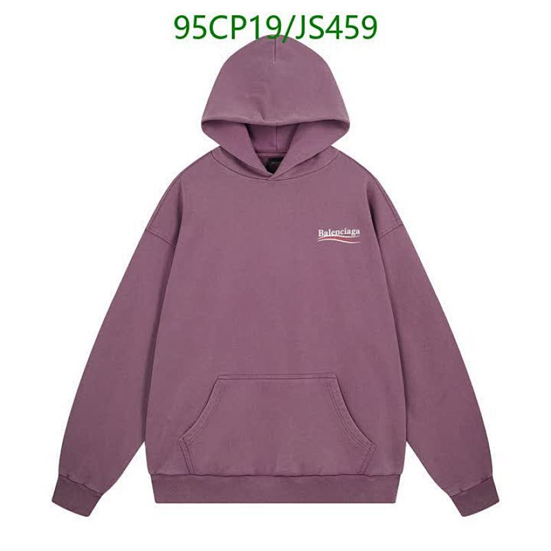 Balenciaga Purple Cotton Hoodie with Logo, Casual Pullover Sweatshirt for Men