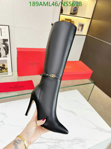 Valentino Garavani Women's Black Leather Knee-High Stiletto Heel Boots