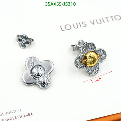 Louis Vuitton Flower Earrings, Silver Tone, Perfect Gift for Her JS310
