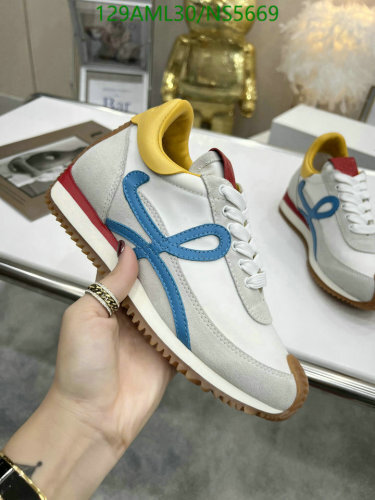Loewe Flow Runner Sneakers in White and Blue, Cowhide and Sheepskin Leather