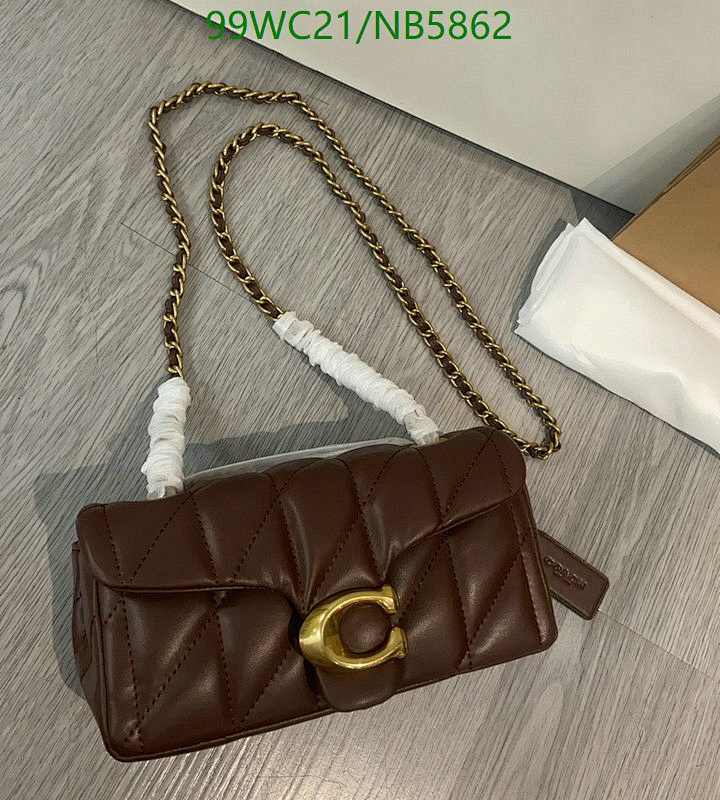 Coach Quilted Leather Shoulder Bag with Chain Strap, Brown, 21-10CM 6 Coach Quilted Leather Shoulder Bag with Chain Strap, Brown, 21-10CM