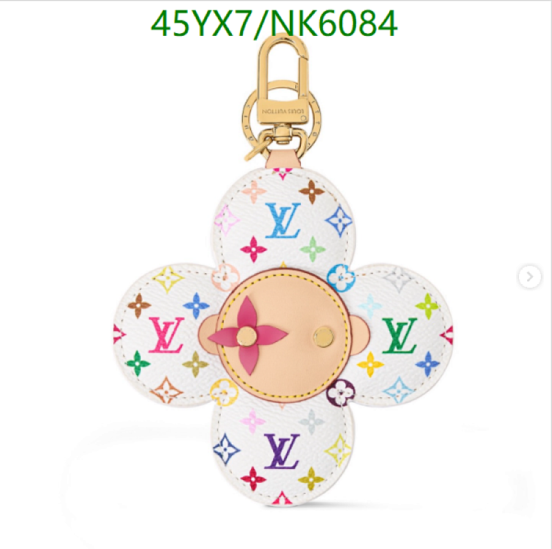 Louis Vuitton Key Pendants NK6084 White Multicolor Leather and Gold-color Hardware