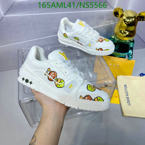 Louis Vuitton Women's White Leather Trainer Sneaker with Cartoon Prints