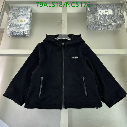 Miu Miu Kids' Black Fleece Zip-Up Hoodie - Warm and Stylish, Sizes 110-160