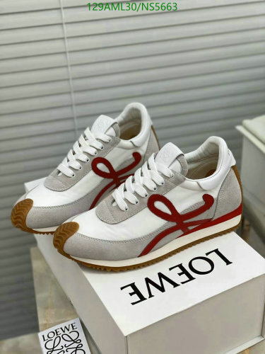 Loewe Flow Runner Sneakers in White and Red, Cowhide and Sheepskin Leather