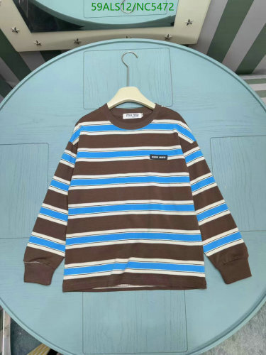 Miu Miu Kids Striped Long Sleeve Top, Brown/Blue Cotton, Sizes 120-170