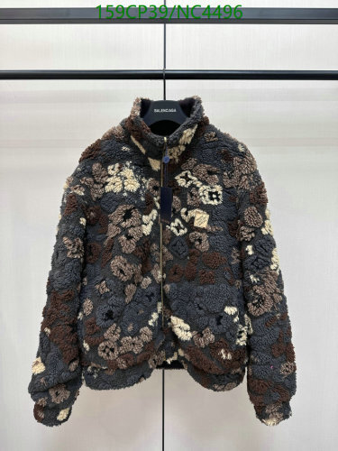 Balenciaga Floral Pattern Fleece Jacket Brown/Gray Zip Up Coat S-XL