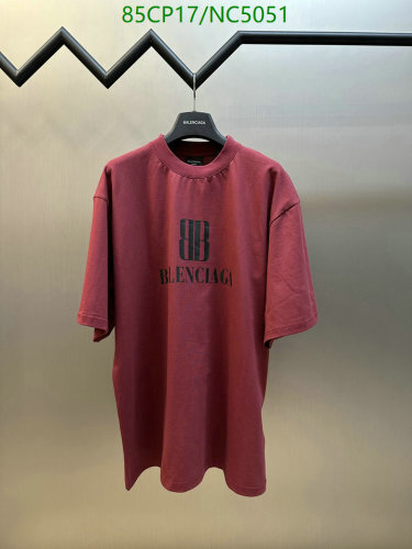 Balenciaga Burgundy Cotton T-Shirt with Logo - Sizes XS to L Available