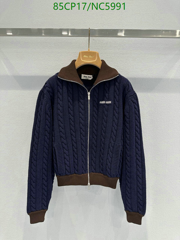 Miu Miu Knitted Zip-Up Cardigan, Blue Cable Knit Jacket, One Size Fits All