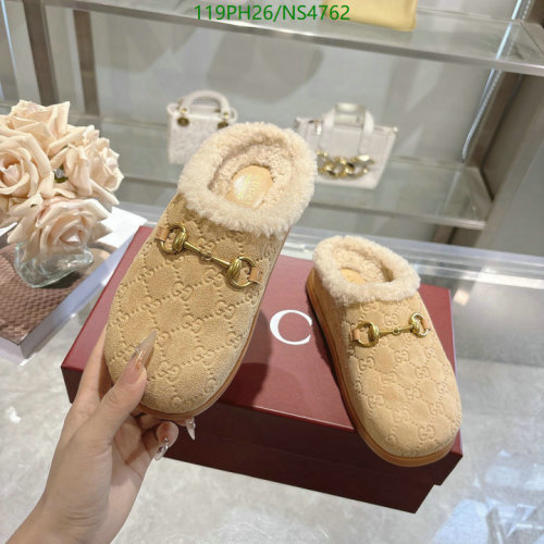 Gucci Women's Beige Wool-Lined Mules with Horsebit Detail - EU35-42