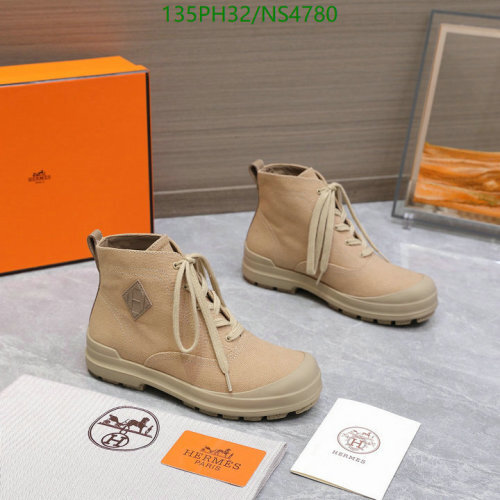 Hermès Women's Cowhide Lace-Up Ankle Boots - Beige - EU35-EU40