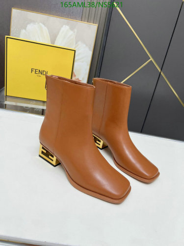 Fendi Women's Tan Leather Ankle Boots with Gold FF Heel - EU35-41