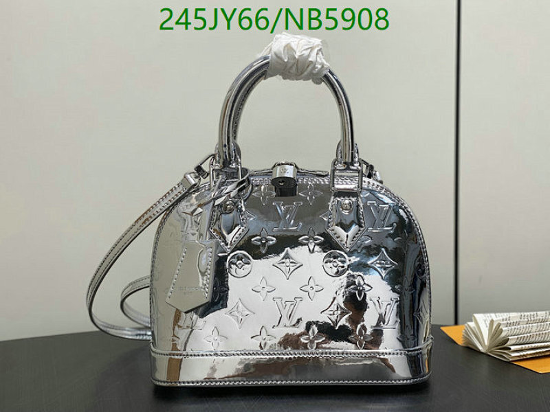 Louis Vuitton Alma BB Bag Silver Monogram Embossed Leather, 23.5 x 17.5 x 15.5 cm