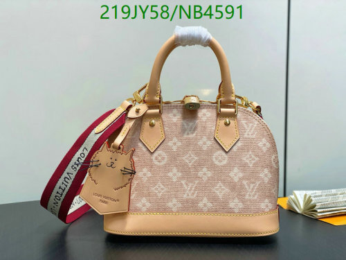 Louis Vuitton Alma BB Bag Monogram Canvas with Cat Detail, 23.5 x 17.5 x 11.5 cm