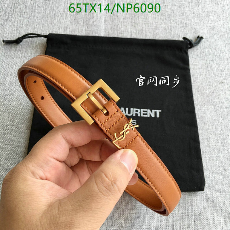 Yves Saint Laurent Belt - NP6090, Leather Belt with Gold Buckle, 2.0/3.0CM
