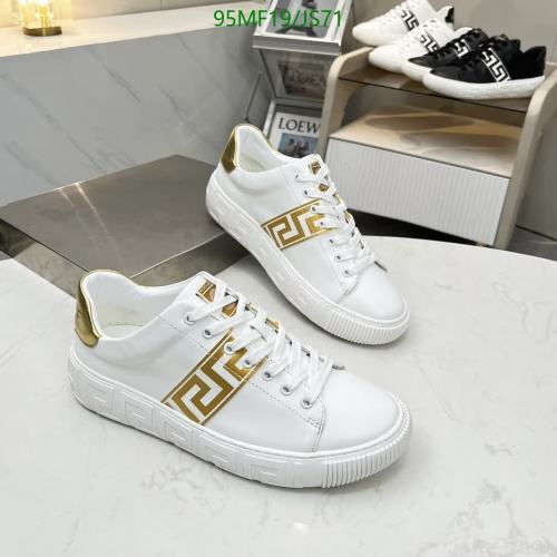 Versace Men's White Leather Sneakers with Gold Accents, EU38-45