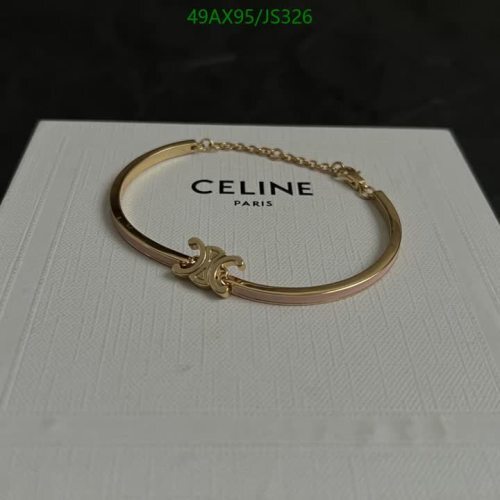 Celine Triomphe Bracelet in Brass with Gold Finishing, Adjustable Chain Closure