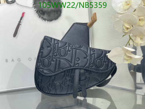 Dior Saddle Bag in Black Grained Calfskin with Embossed 'Dior' Signature