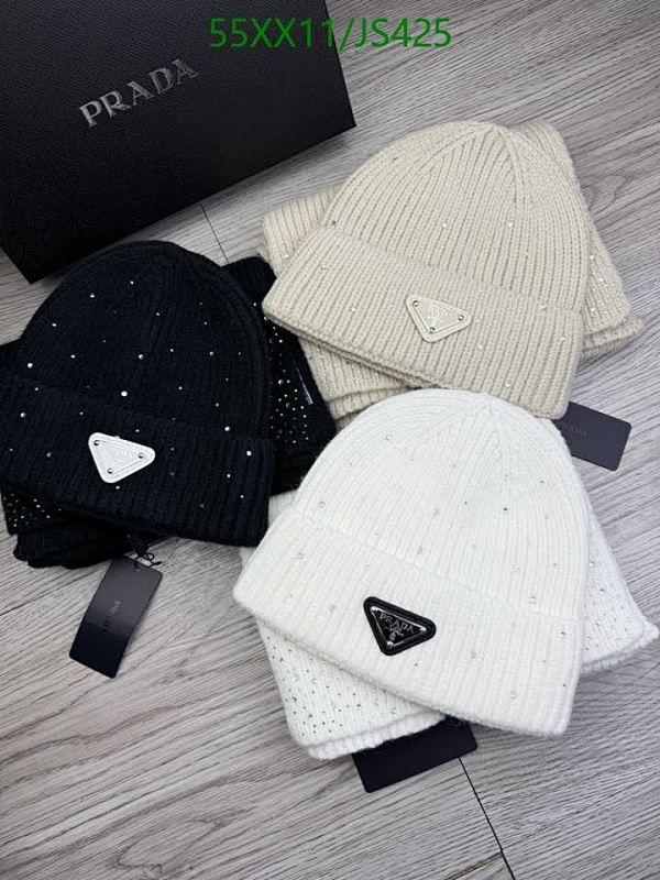 Prada Knitted Beanie Hat with Rhinestones - Stylish Winter Warmth