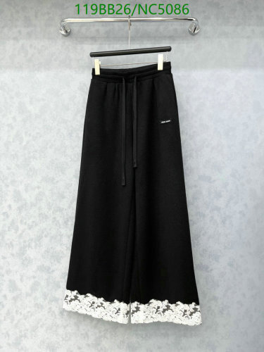 Miu Miu Black Wool Blend Wide-Leg Pants with Lace Trim - Sizes S, M, L